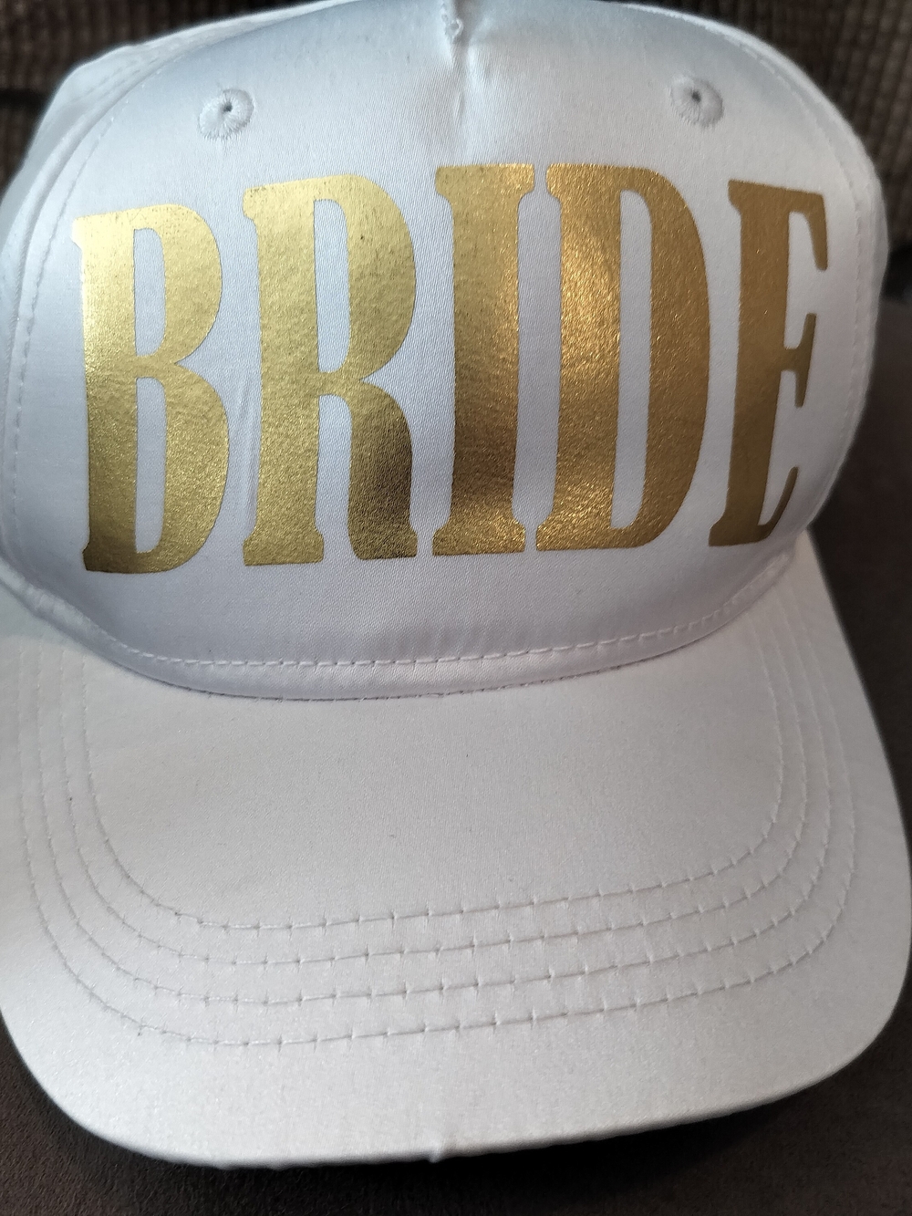 Gold Letter 'BRIDE' White Baseball Cap NWT